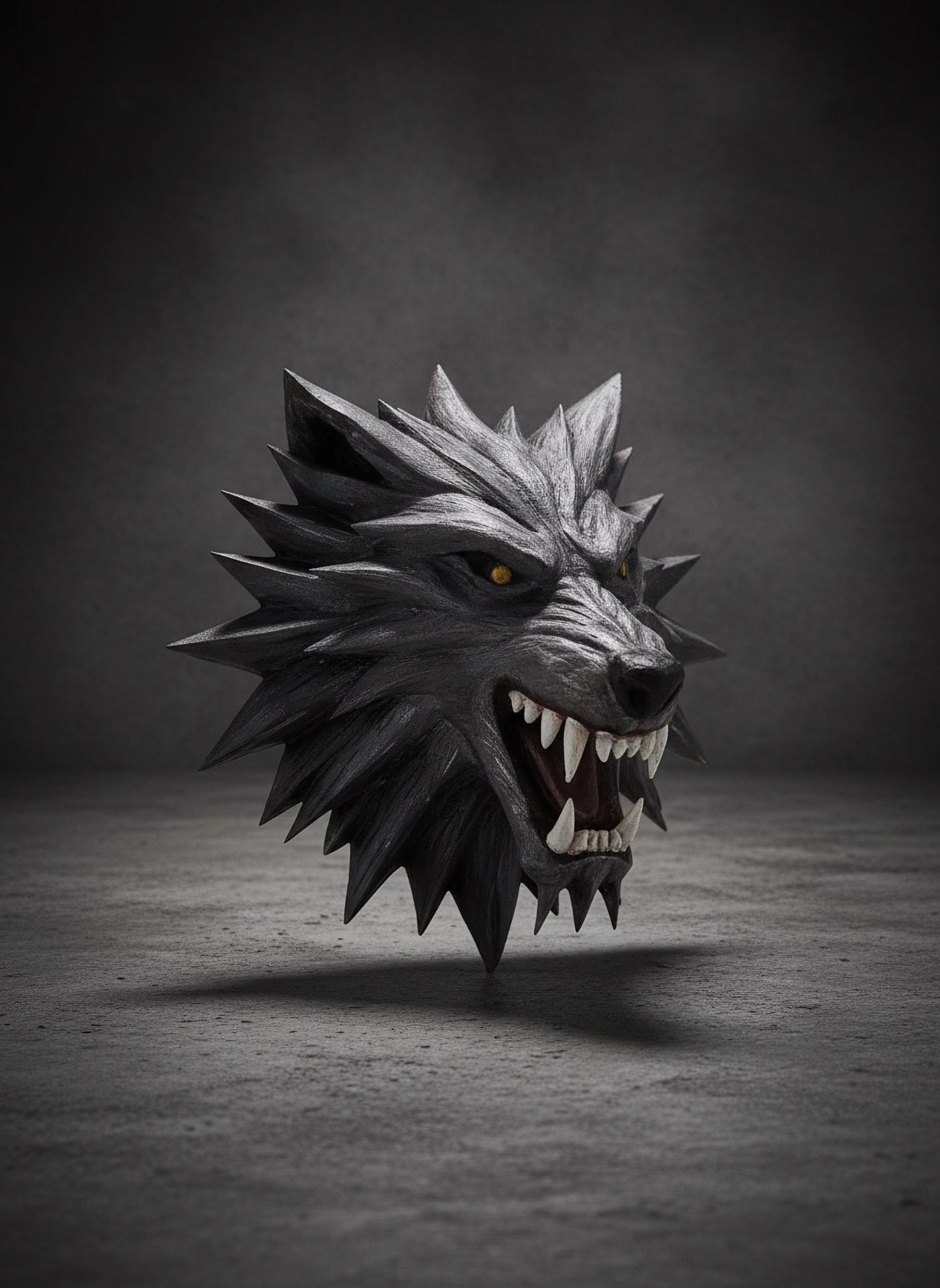 Testa di lupo da parete — scultura 3D